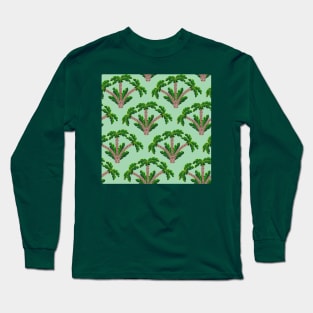 Gouache Palm Tree Pattern in Mint Long Sleeve T-Shirt